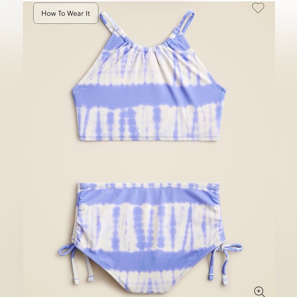 NWT J.Crew Crewcuts Girls' Bow-Tie Two-Piece Swimsuit in Peri Breeze Tie Dye - Picture 2 of 7
